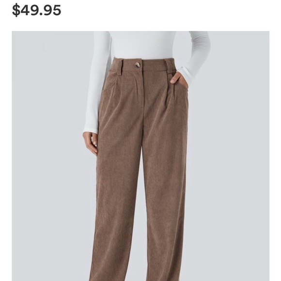 HALARA High Waisted Zipper Pocket Corduroy Casual Pants in Acorn size Large - Picture 12 of 12